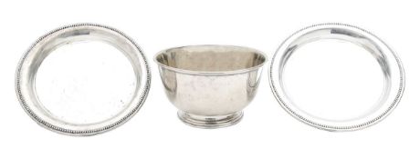 A Norwegian silver bowl, and a pair of German dishes