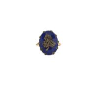 An 18ct gold diamond guilloché enamelled ring