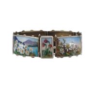 A Continental silver and enamel panel bracelet