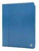 A Chanel blue caviar leather iPad case