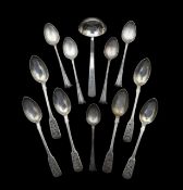 A collection of Russian niello and English spoons