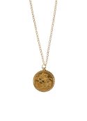 An Edward VII 1910 full Sovereign on 9ct necklace