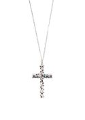 A gem-set cross pendant on a 9ct chain