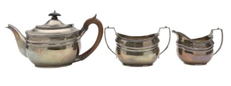 A Edward VII silver three piece tea service