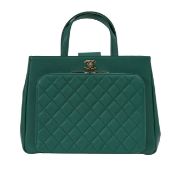 A Chanel 'Business Affinity' green caviar shoulder bag
