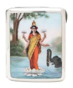 A German silver enamelled cigarette case