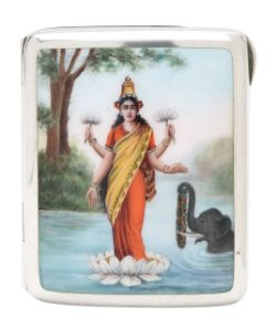 A German silver enamelled cigarette case