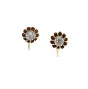 A pair of old cut diamond screw back earrings