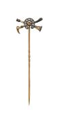 A late Victorian diamond-set hunting stick pin
