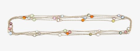 An Edwardian harlequin multi gem sautoir