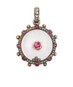 A Victorian diamond, ruby and rock crystal locket