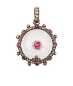 A Victorian diamond, ruby and rock crystal locket