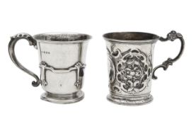 A Victorian and a George V Christening mug