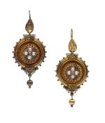 A pair of Victorian Etruscan style ear pendants