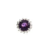 A diamond and amethyst cocktail ring