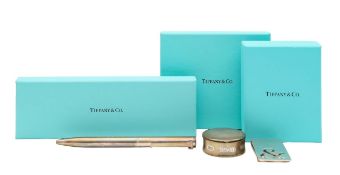 A Tiffany silver pen, compass and money clip