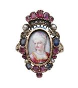 A Georgian gem set portrait miniature ring