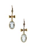 A pair of aquamarine drop ear pendants