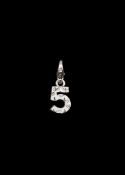 A Chanel' No 5 18ct white gold pendant charm