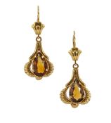 A pair of Italian citrine drop earrings