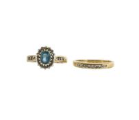 A diamond and topaz cluster ring, and a diamond eternity band
