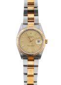 A Rolex Oyster Perpetual stainless steel and gold calendar automatic gentleman's wristwatch