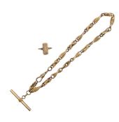 A watch chain and a 9ct gold ring