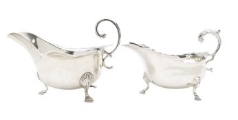 Two George V silver sauceboats