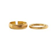 Two 22ct gold wedding bands