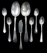 A collection of Norwegian silver Thread pattern flatware