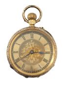 A Victorian 18K key less open pocket watch