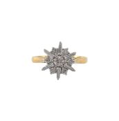 A 18ct gold diamond set star cluster ring