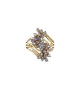 A tanzanite cluster ring