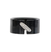 A Chaumet black ceramic and diamond set ring