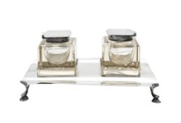 A George V silver inkwell