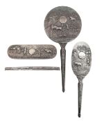 An Indian silver dressing table set