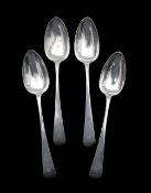 A set of four Irish silver Old English pattern serving spoons