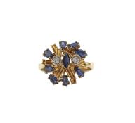 A 1970's sapphire and diamond cluster ring