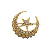An 18ct gold and seed pearl brooch