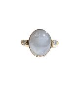 A French star sapphire and diamond cocktail ring