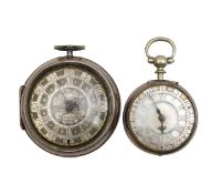 Two 18th century pair cased silver pocket watches