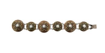 A Persian silver and enamel bracelet