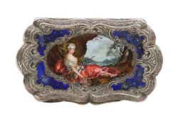 An Italian silver and enamelled snuff box