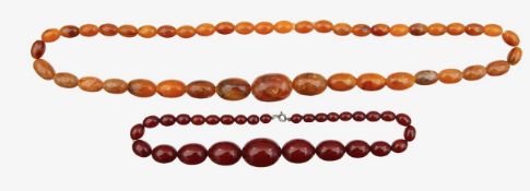 Two amber beaded necklaces