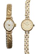 A 9ct gold quartz lady's wristwatch, and a 9ct gold watch head