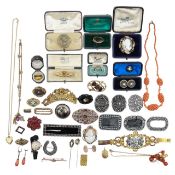 A collection of Victorian, Edwardian and later costume jewellery