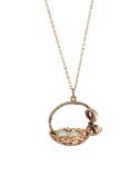 A 9ct pendant charm basket with cultured pearl