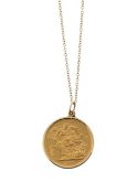 A Victoria 1896 full Sovereign on fine chain