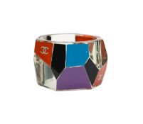 A Chanel multicoloured wide cuff bracelet
