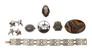 A collection of silver and gold jewellery
